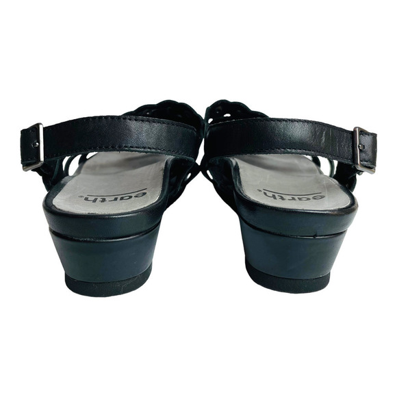 Earth Women's Black Leather Ficus Leo Slingback Wedge Comfort Shoe Size 6.5 M - Picture 5 of 9